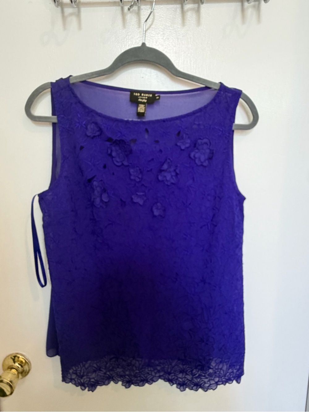 Ted Baker Royal Purple Floral Appliqué Sleeveless Camisole